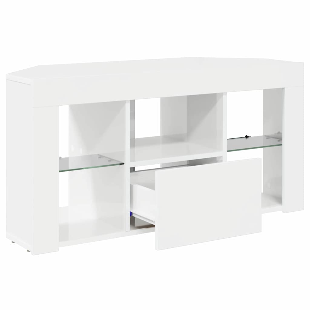 Eck-LED-TV-Schrank Wandmontiert Hochglanz Weiß 100 x 40 x 50 cm