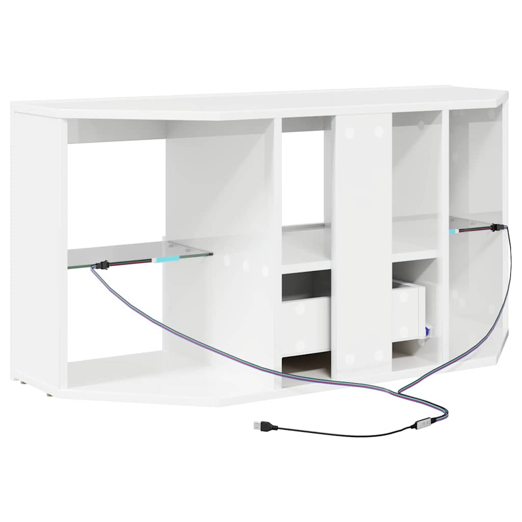 Eck-LED-TV-Schrank Wandmontiert Hochglanz Weiß 100 x 40 x 50 cm