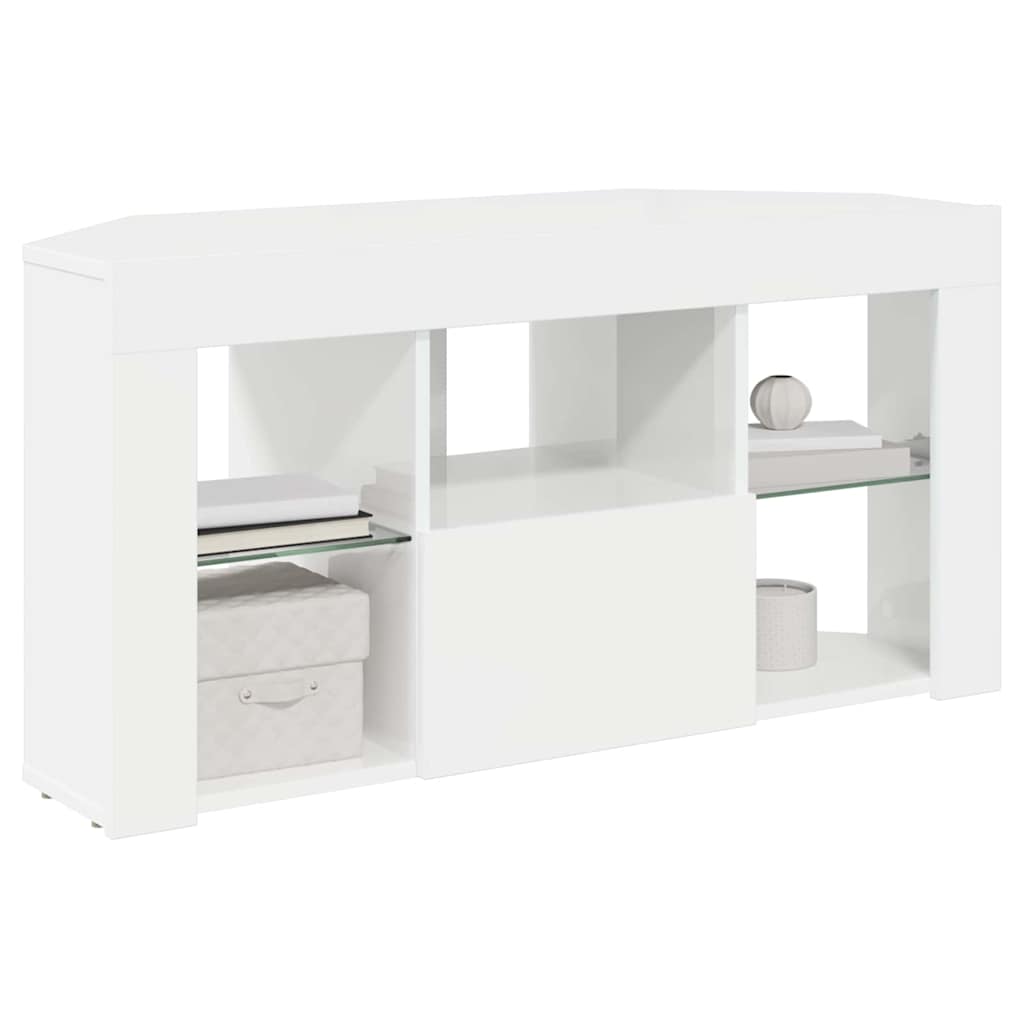 Eck-LED-TV-Schrank Wandmontiert Hochglanz Weiß 100 x 40 x 50 cm