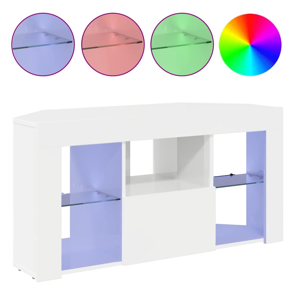 Eck-LED-TV-Schrank Wandmontiert Hochglanz Weiß 100 x 40 x 50 cm