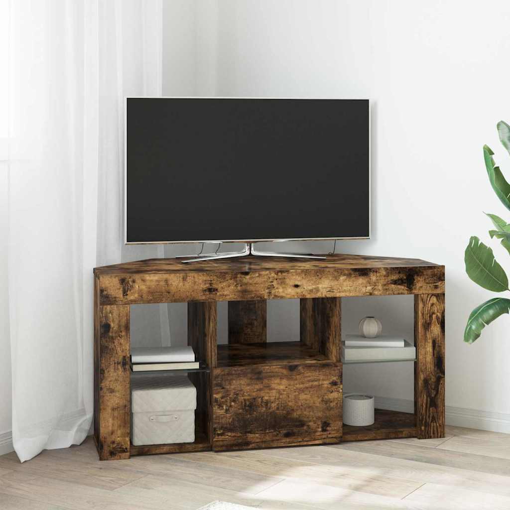Eck-LED-TV-Schrank Geräucherte Eiche 100 x 40 x 50 cm