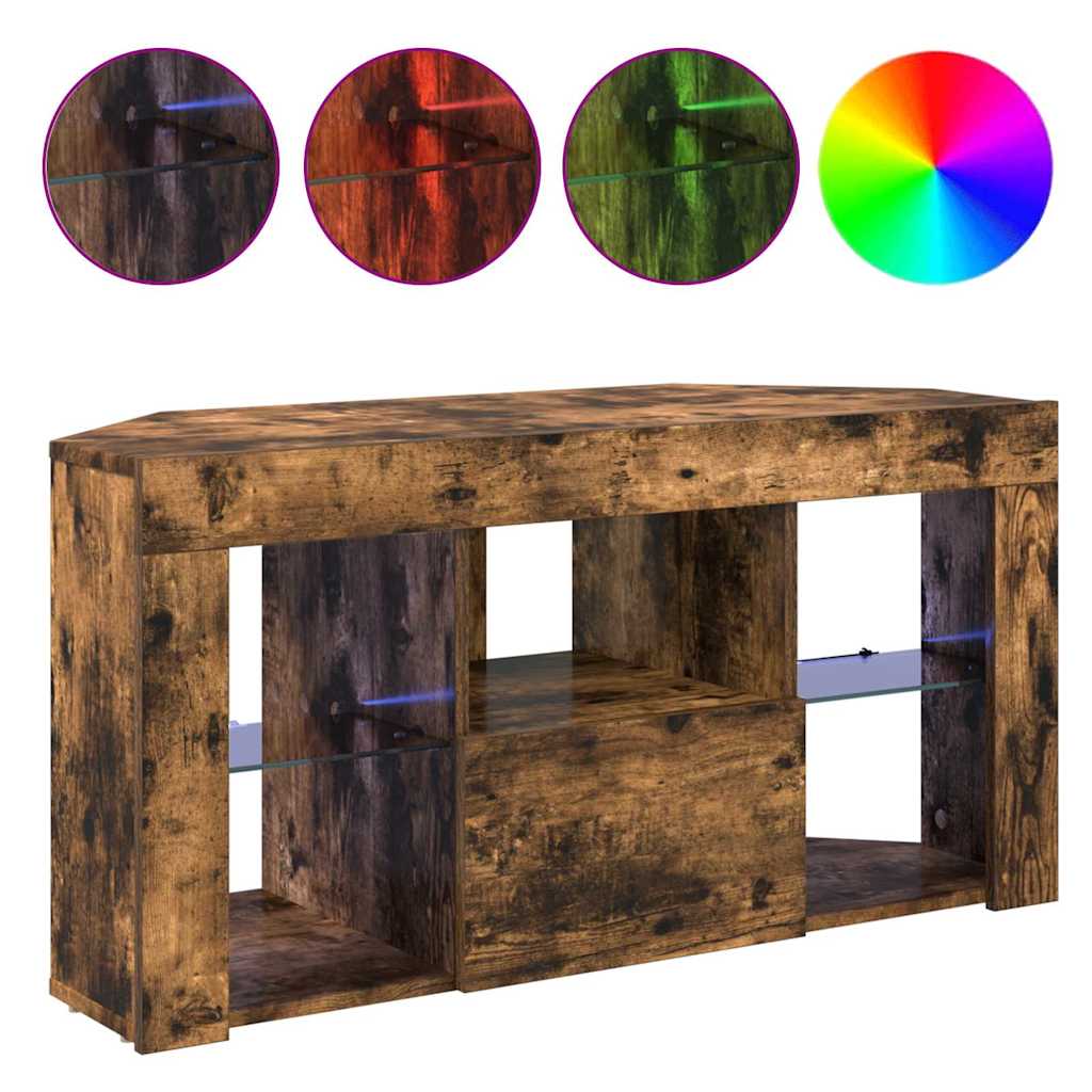 Eck-LED-TV-Schrank Geräucherte Eiche 100 x 40 x 50 cm