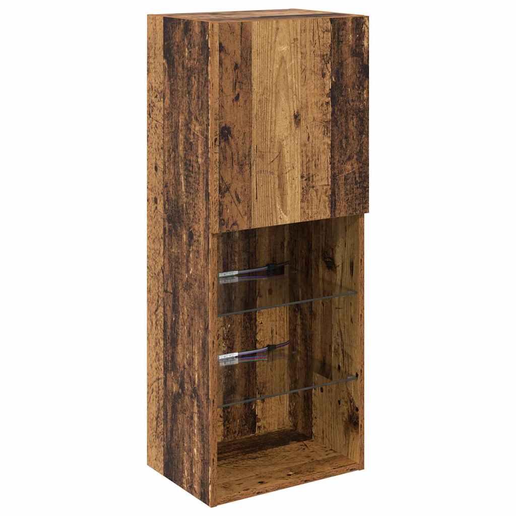 TV Wand Einheiten mit LED mit LED 5 pcs Altholz Holzwerkstoff