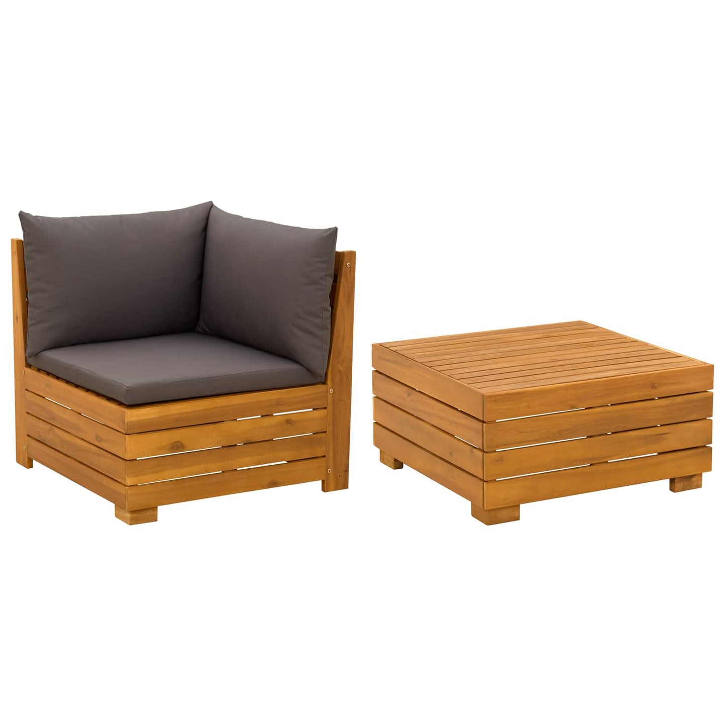 2-tlg. Garten-Lounge-Set aus massivem Akazienholz Braun