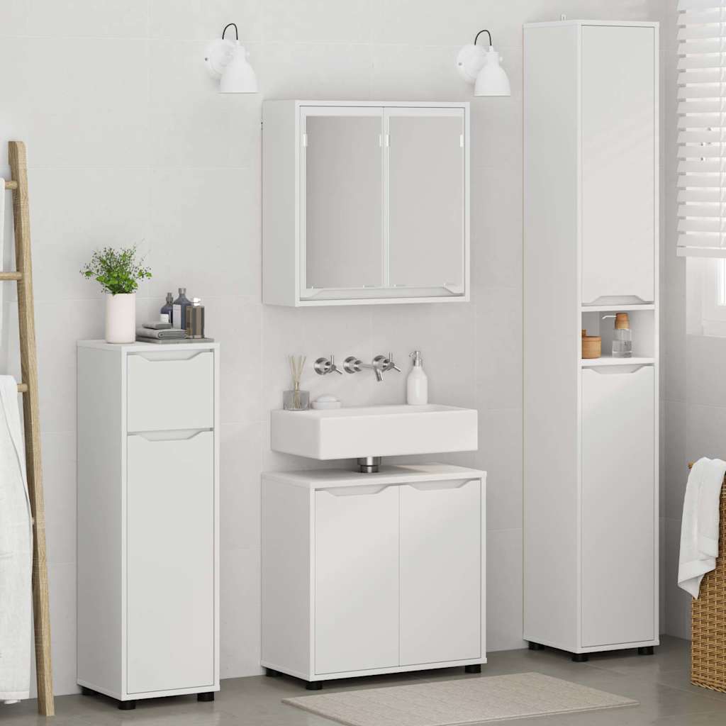 Badezimmermöbel-Set mit Schubladen 4 pcs Weiß Holzwerkstoff