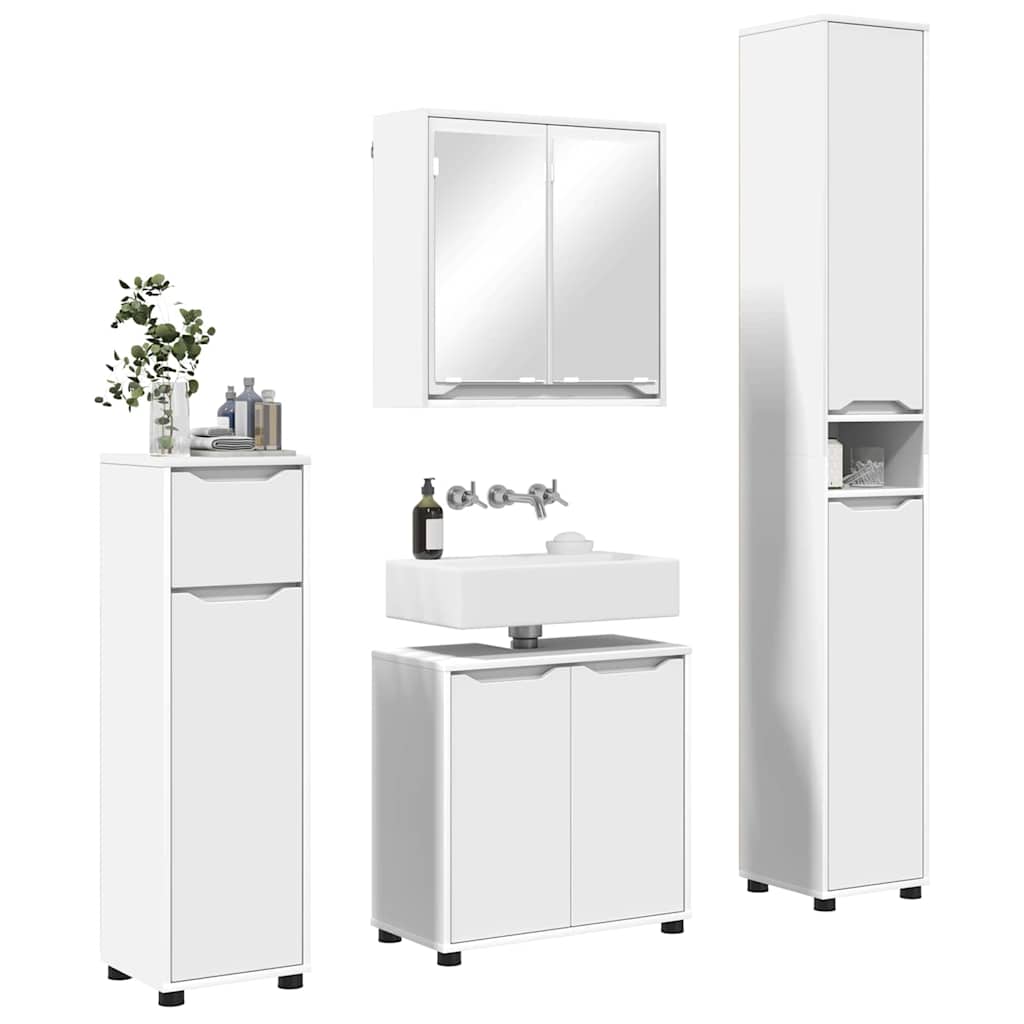 Badezimmermöbel-Set mit Schubladen 4 pcs Weiß Holzwerkstoff