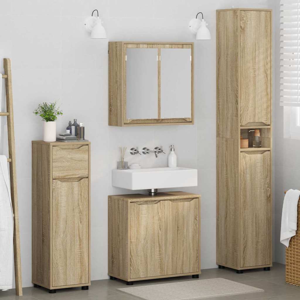 Badezimmermöbel-Set mit Regal 4 pcs Sonoma-Eiche Holzwerkstoff