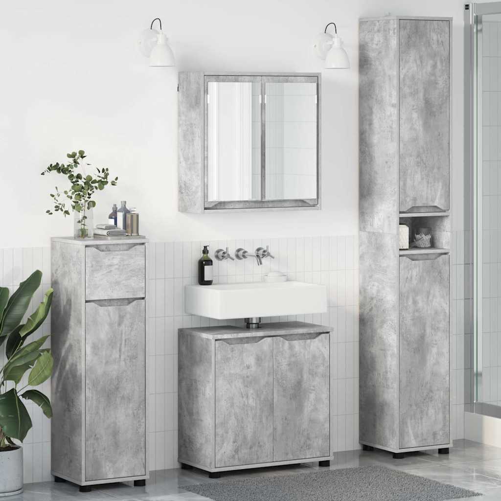 Badezimmermöbel-Set mit Regal 4 pcs Beton Grau Holzwerkstoff