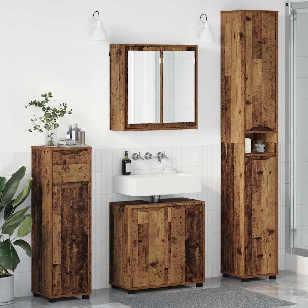 Badezimmermöbel-Set mit Schubladen 4 pcs Altholz Holzwerkstoff