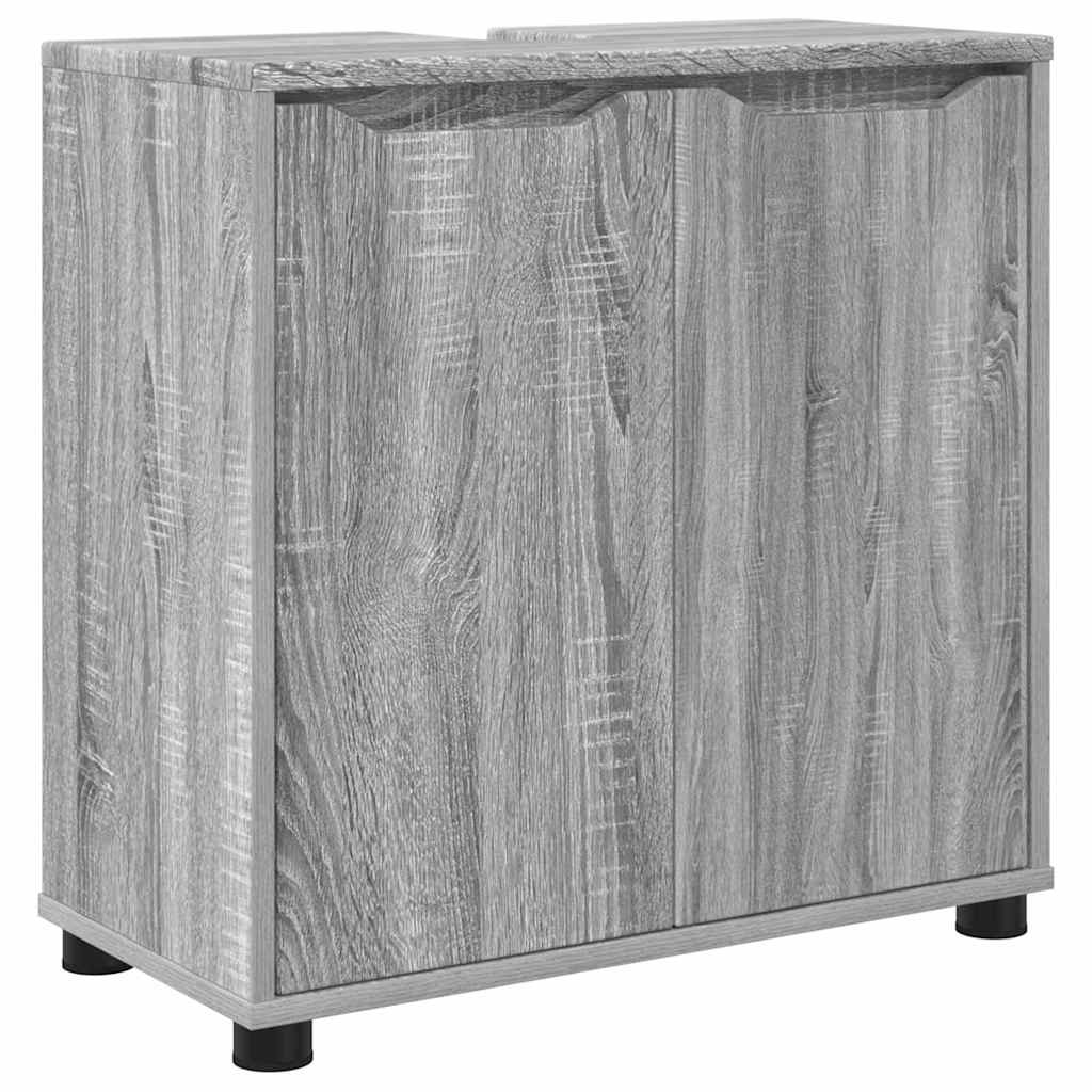 Badezimmermöbel-Set mit Regal 3 pcs Graues Sonoma Holzwerkstoff