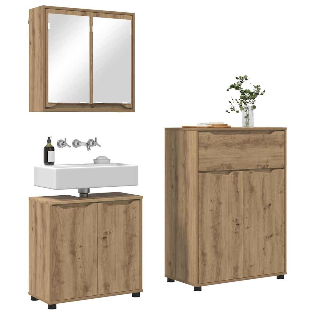 Badezimmermöbel-Set mit Regal 3 pcs Artisan-Eiche Holzwerkstoff