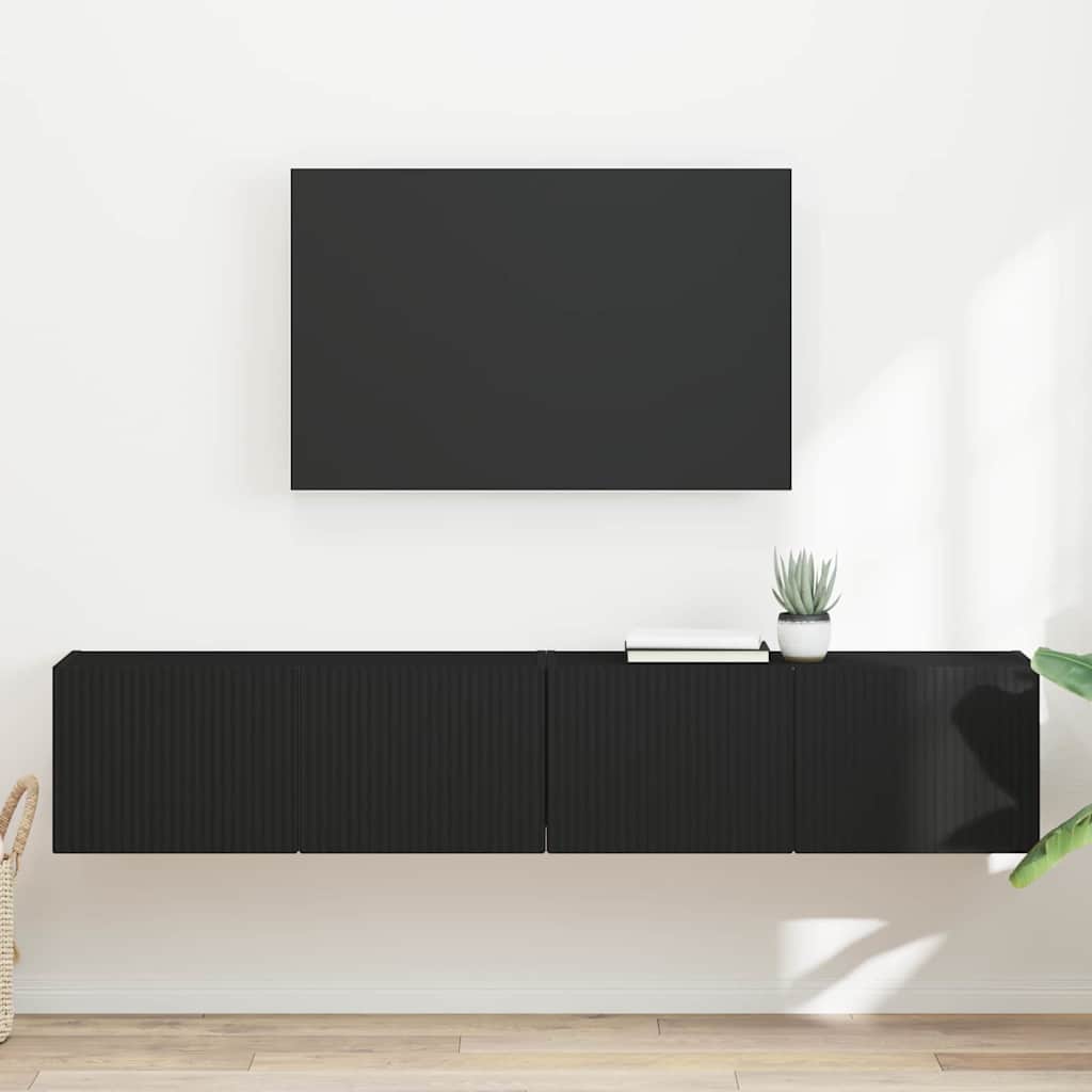 TV-Wandschrank 2 pcs Schwarz 78,5 x 31 x 29,5 cm Holzwerkstoff
