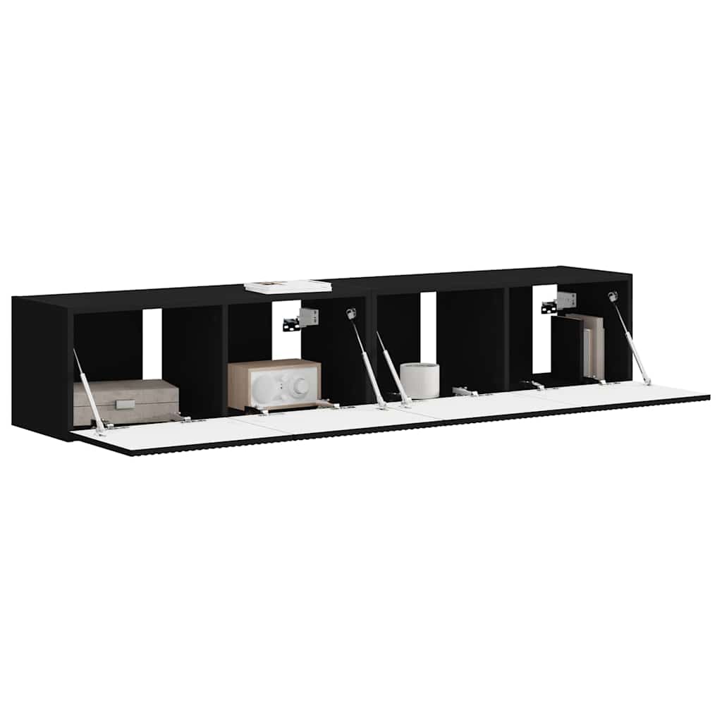 TV-Wandschrank 2 pcs Schwarz 78,5 x 31 x 29,5 cm Holzwerkstoff