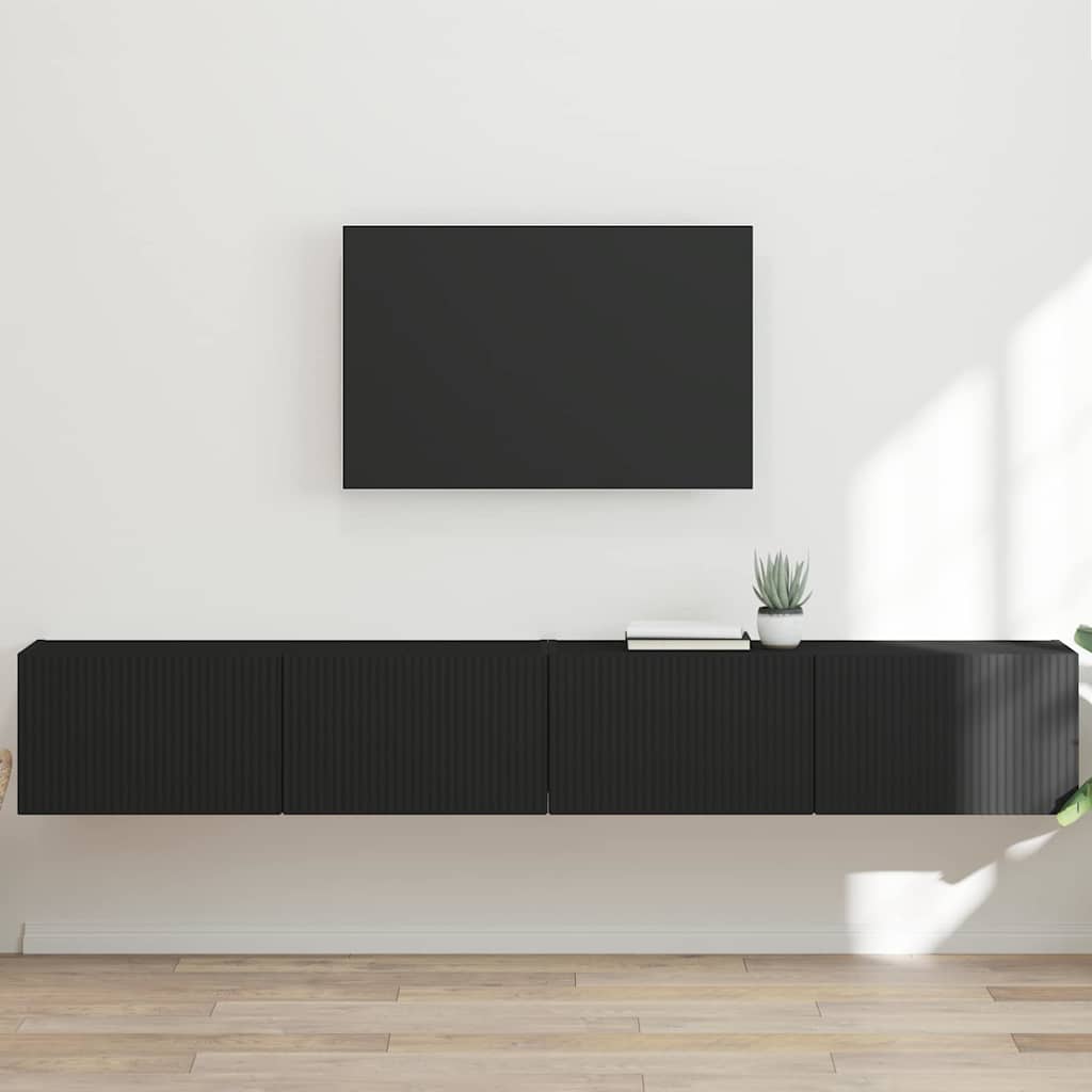 TV-Wandschrank 2 pcs Schwarz 98 x 31 x 29,5 cm Holzwerkstoff
