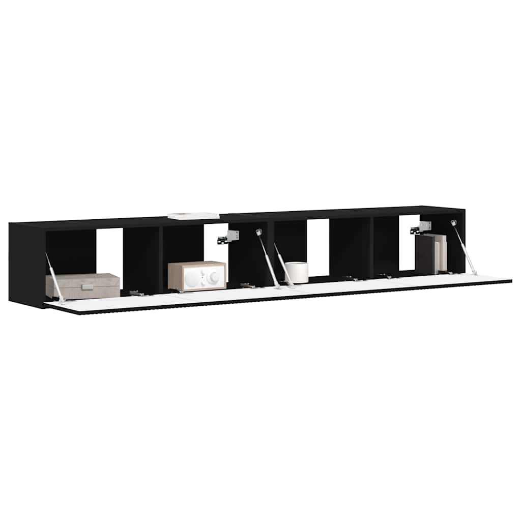 TV-Wandschrank 2 pcs Schwarz 98 x 31 x 29,5 cm Holzwerkstoff