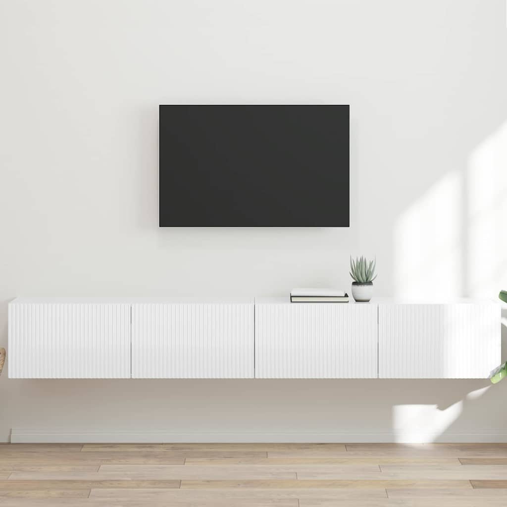 TV-Wandschrank 2 pcs Glänzend Weiß 98 x 31 x 29,5 cm