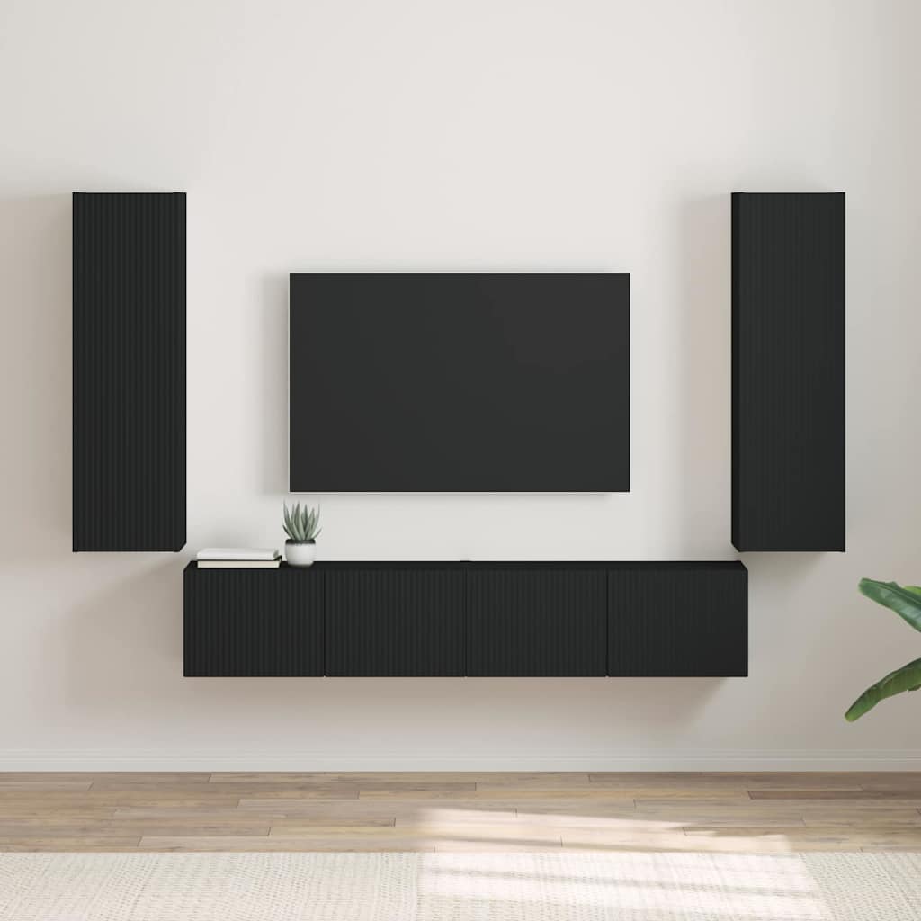 TV-Wandschrank 2 pcs Schwarz 30 x 31 x 100 cm Holzwerkstoff