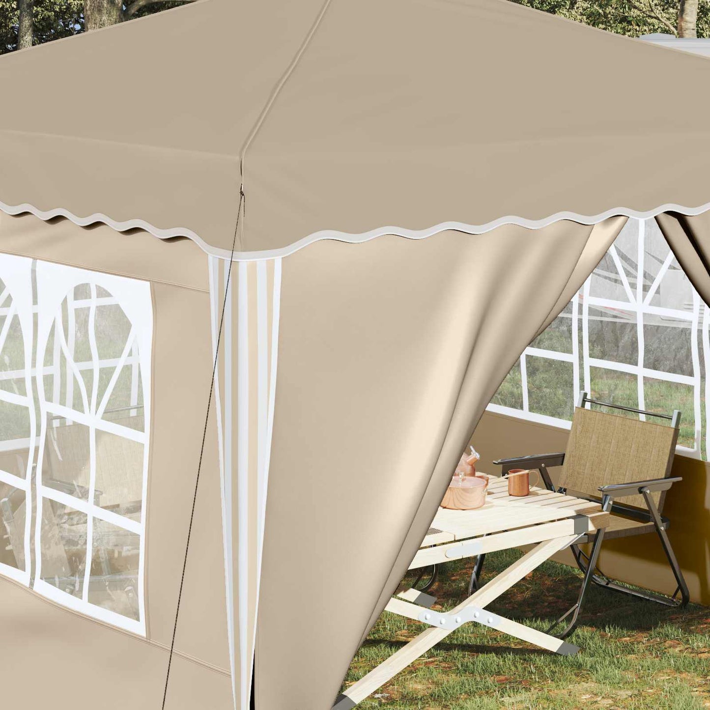 Pop-up Partyzelt Creme 288 x 288 x 245 cm Oxford-Stoff