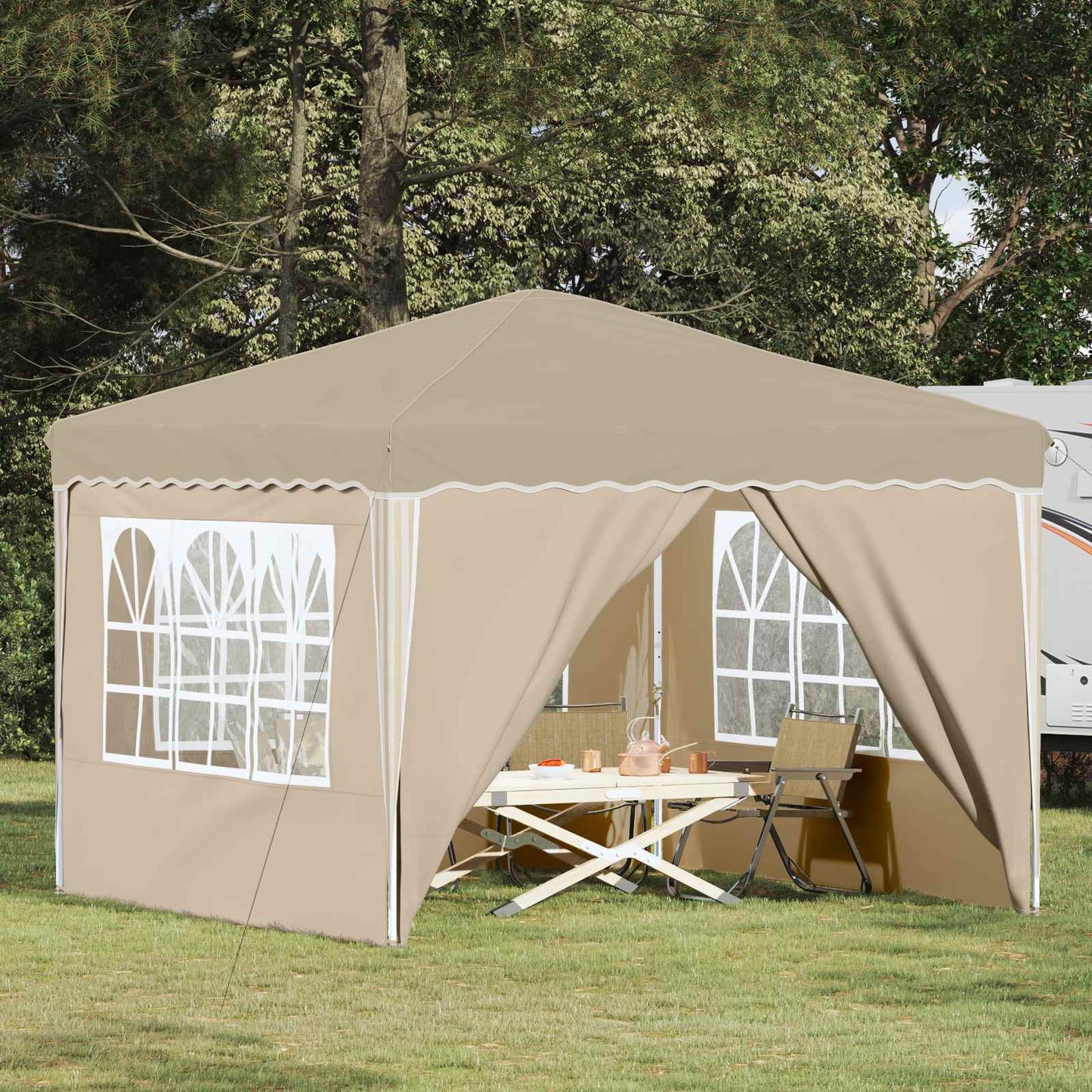 Pop-up Partyzelt Creme 288 x 288 x 245 cm Oxford-Stoff