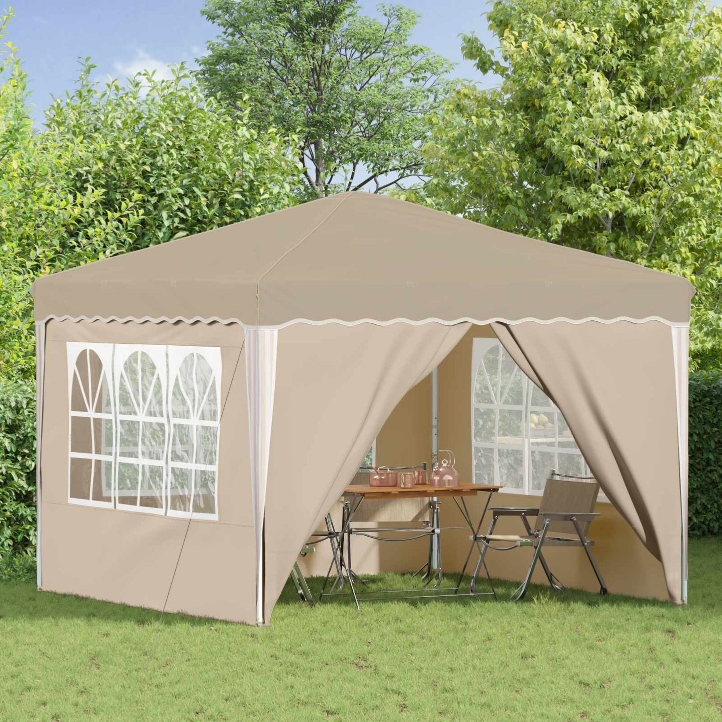 Pop-up Partyzelt Creme 288 x 288 x 245 cm Oxford-Stoff