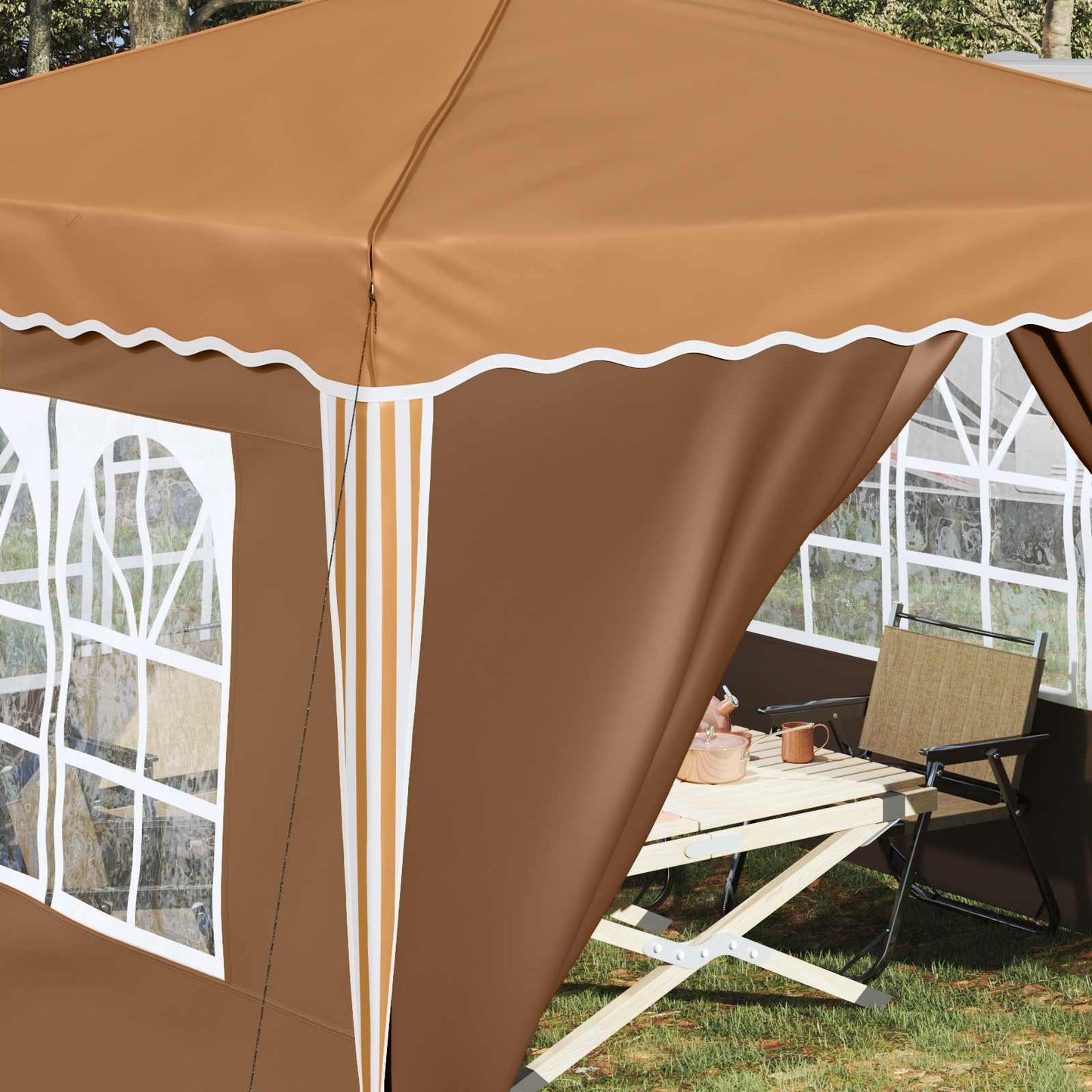 Pop-up Partyzelt Beige 288 x 288 x 245 cm Oxford-Stoff