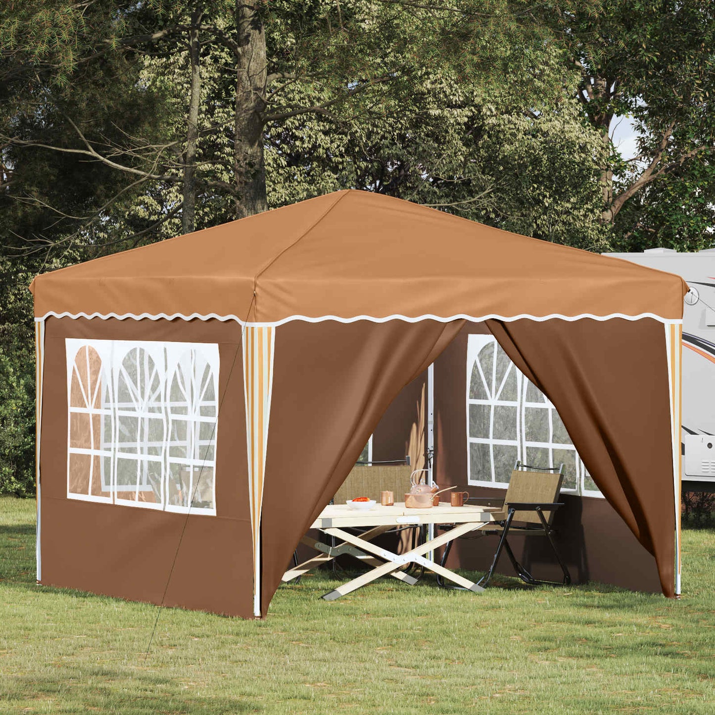 Pop-up Partyzelt Beige 288 x 288 x 245 cm Oxford-Stoff