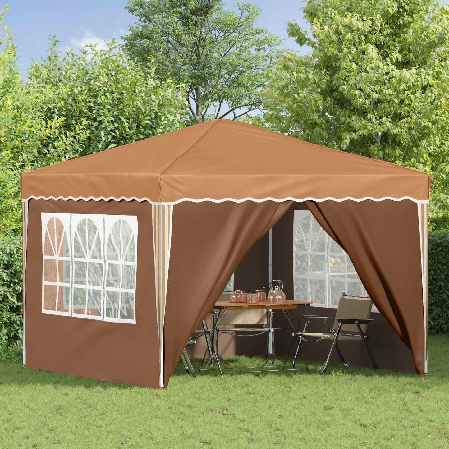 Pop-up Partyzelt Beige 288 x 288 x 245 cm Oxford-Stoff