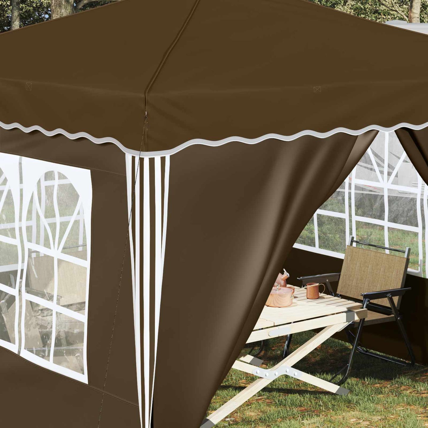 Pop-up Partyzelt Taupe 288 x 288 x 245 cm Oxford-Stoff