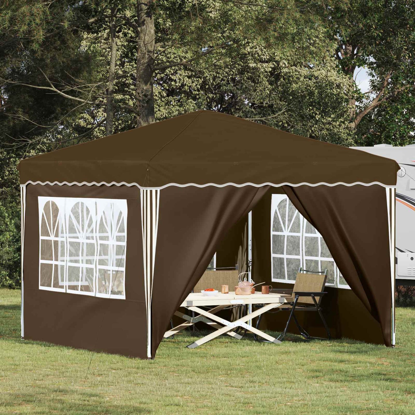 Pop-up Partyzelt Taupe 288 x 288 x 245 cm Oxford-Stoff