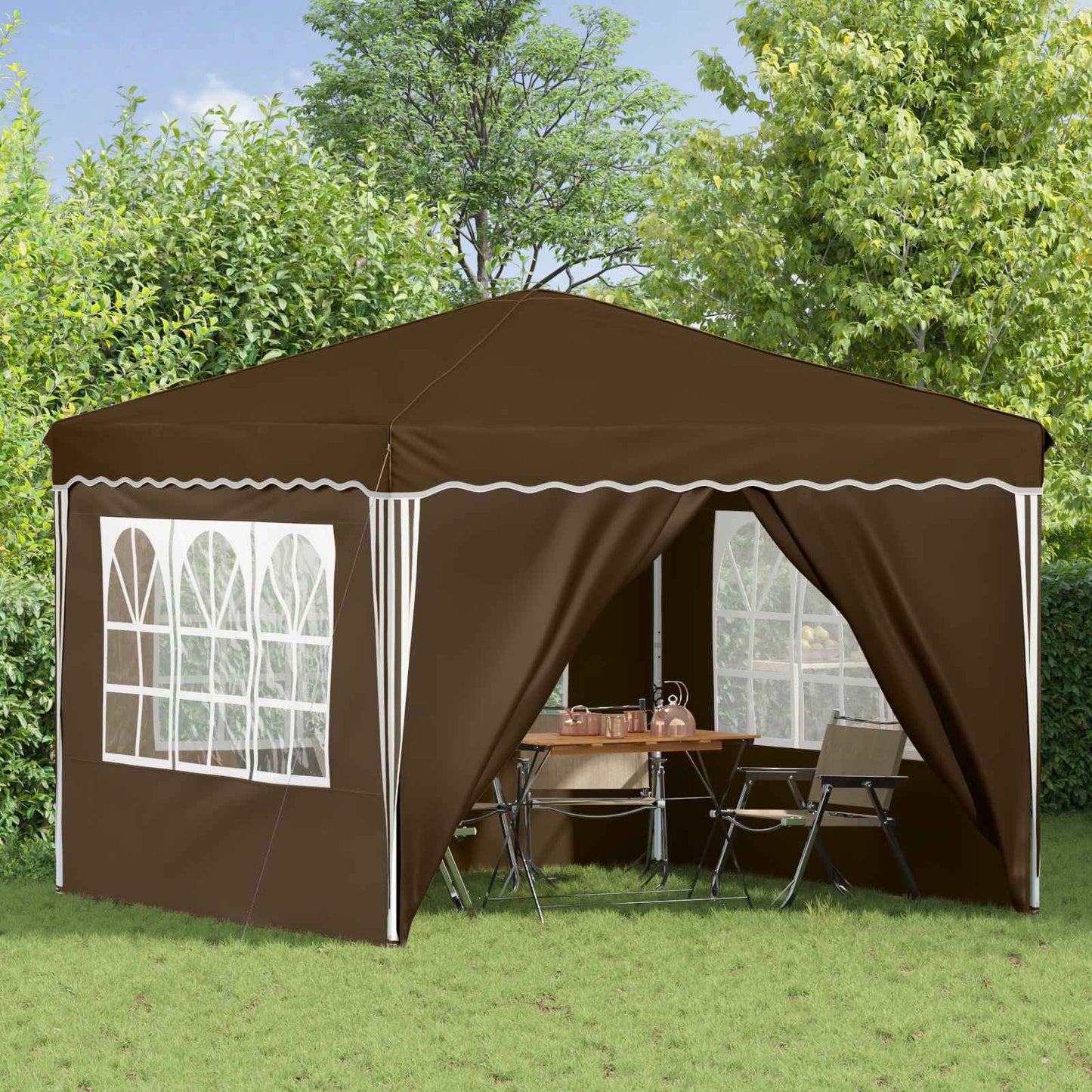 Pop-up Partyzelt Taupe 288 x 288 x 245 cm Oxford-Stoff