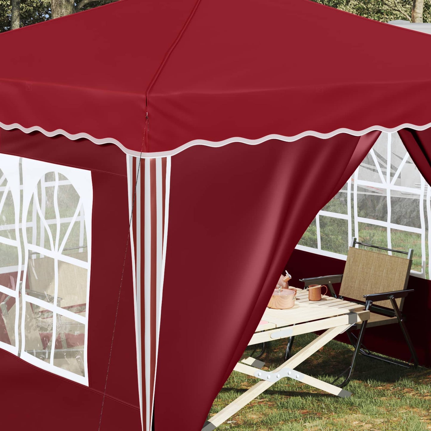 Pop-up Partyzelt Bordeauxrot 288 x 288 x 245 cm Oxford-Stoff
