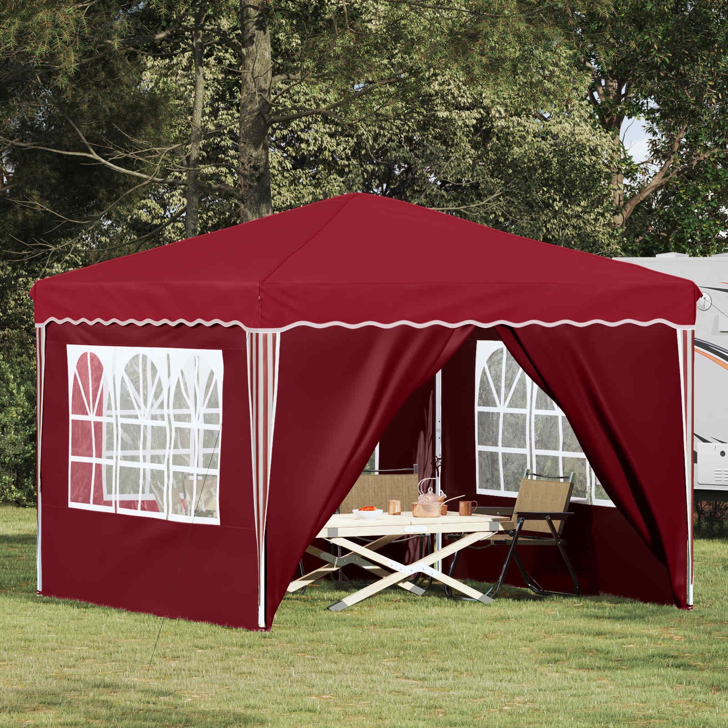 Pop-up Partyzelt Bordeauxrot 288 x 288 x 245 cm Oxford-Stoff