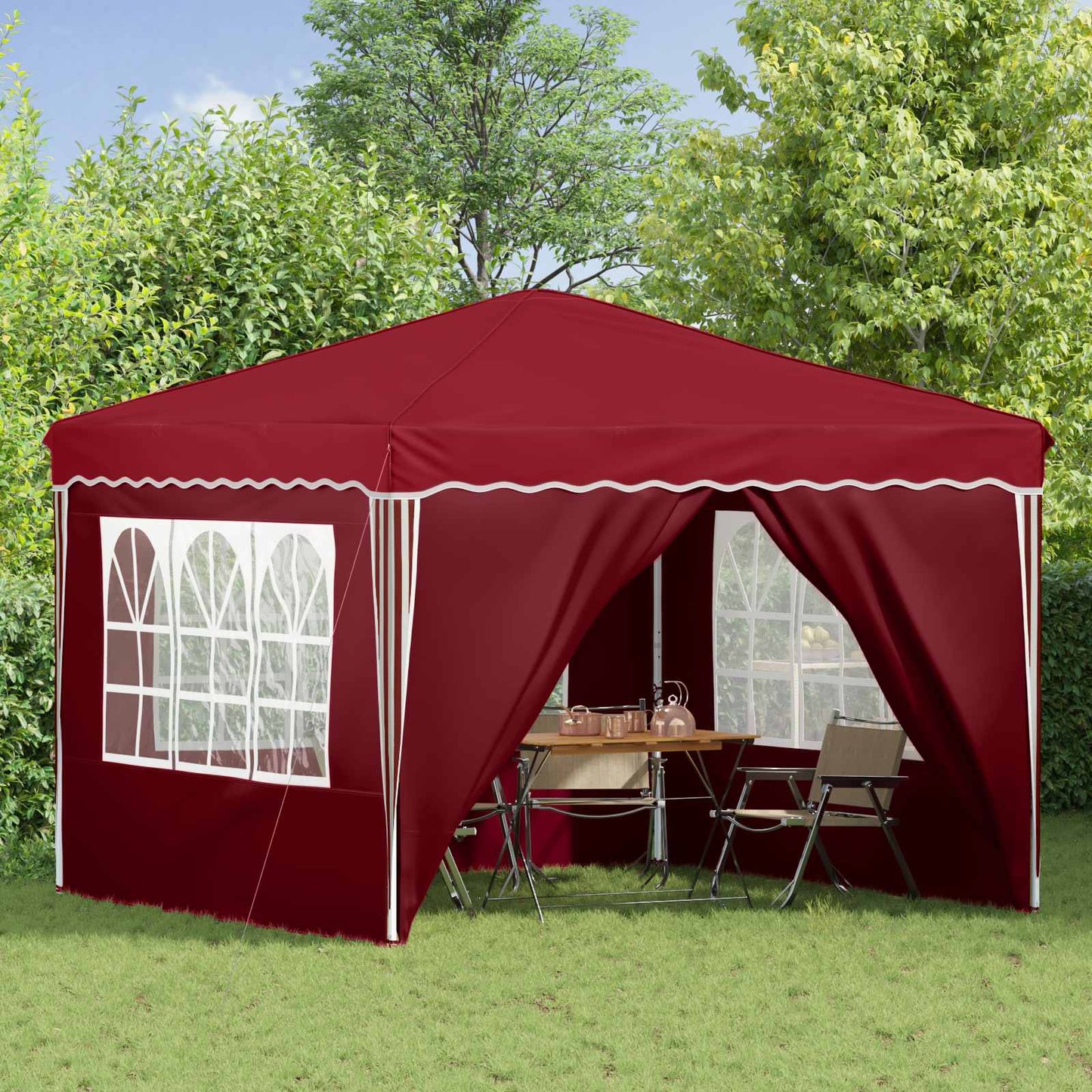 Pop-up Partyzelt Bordeauxrot 288 x 288 x 245 cm Oxford-Stoff