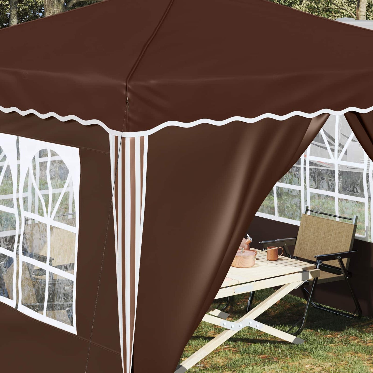 Pop-up Partyzelt Braun 288 x 288 x 245 cm Oxford-Stoff