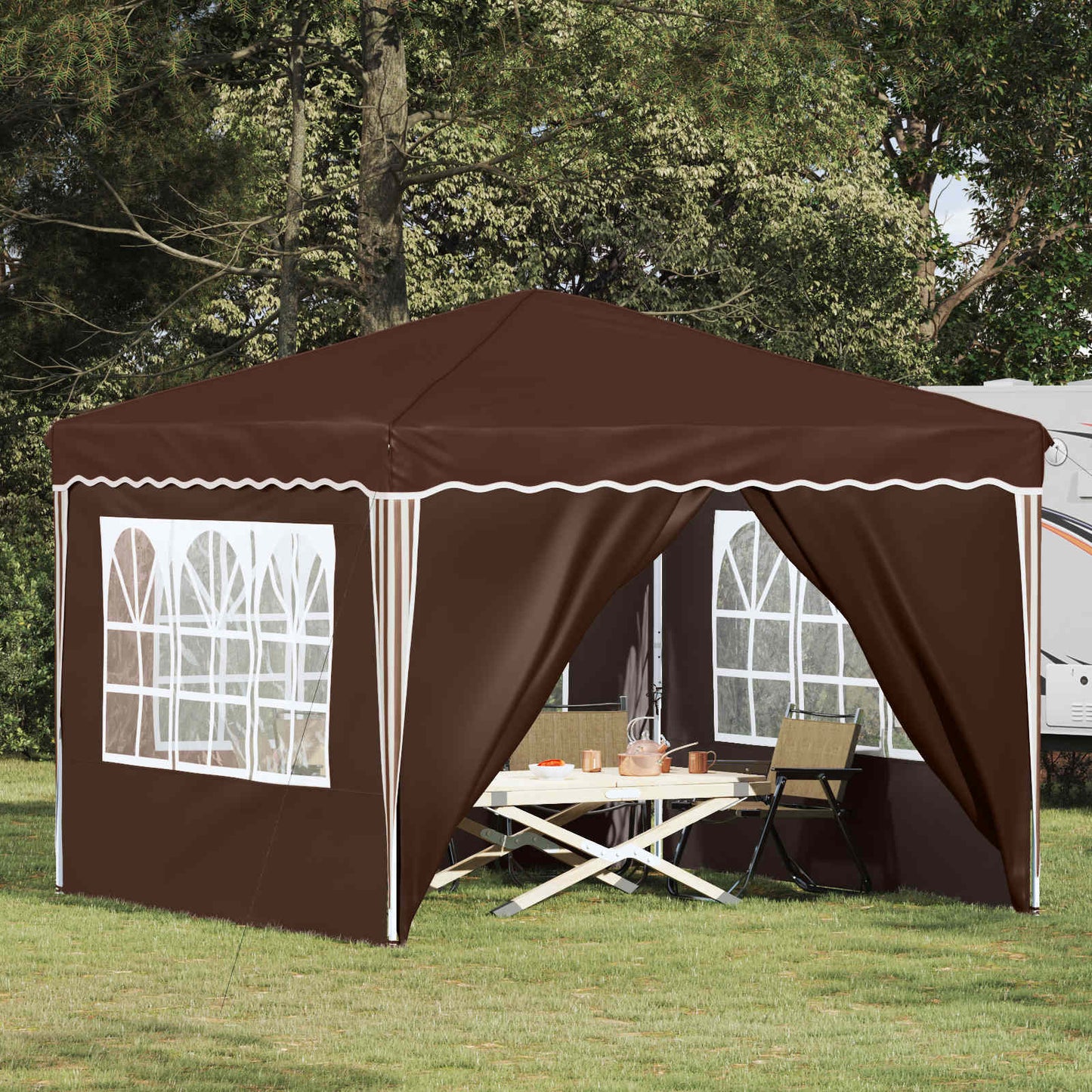 Pop-up Partyzelt Braun 288 x 288 x 245 cm Oxford-Stoff