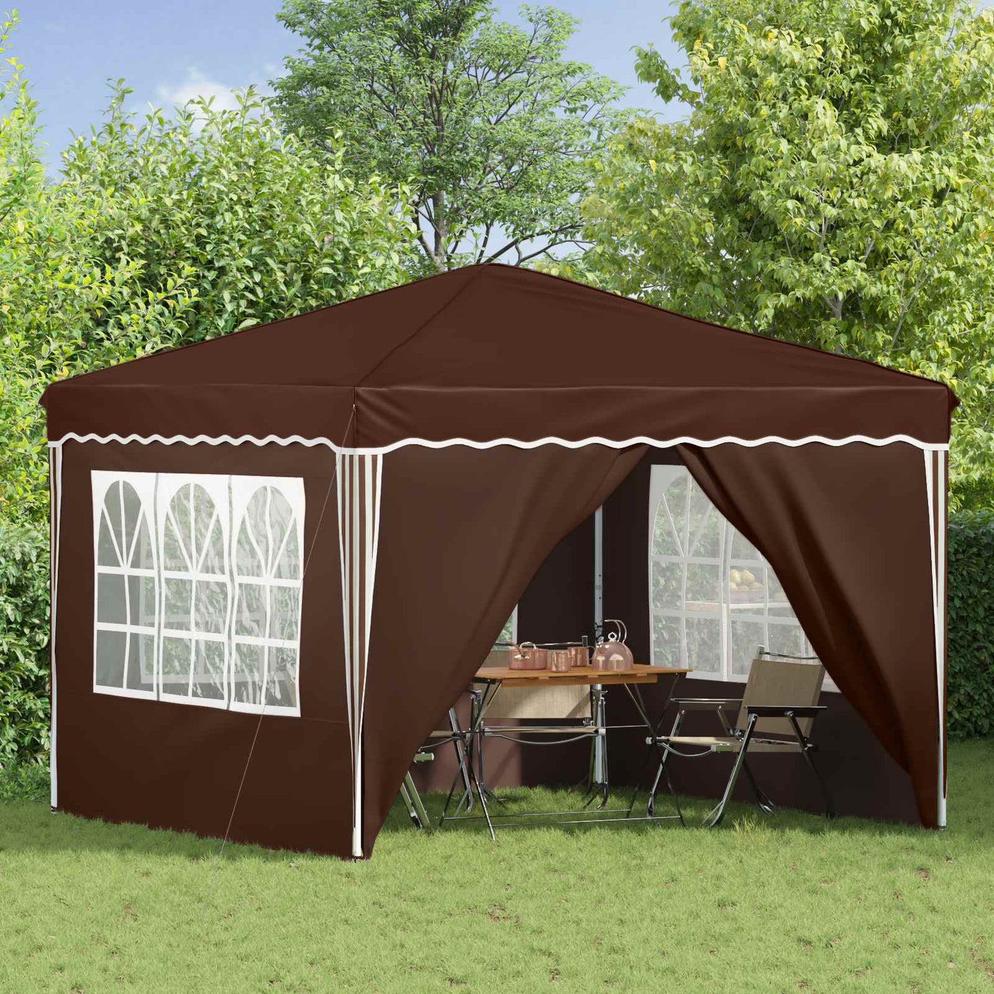 Pop-up Partyzelt Braun 288 x 288 x 245 cm Oxford-Stoff