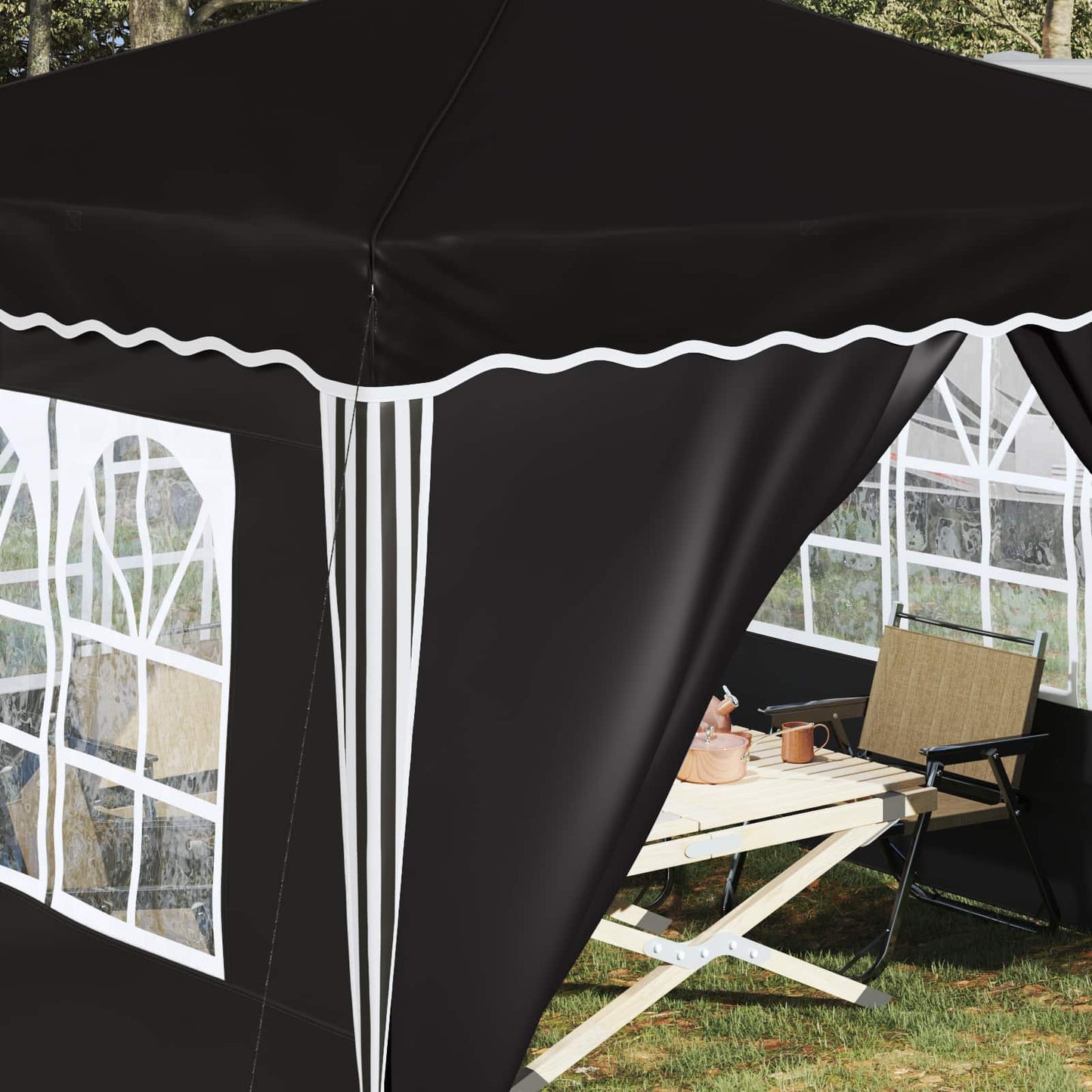 Pop-up Partyzelt Schwarz 288 x 288 x 245 cm Oxford-Stoff
