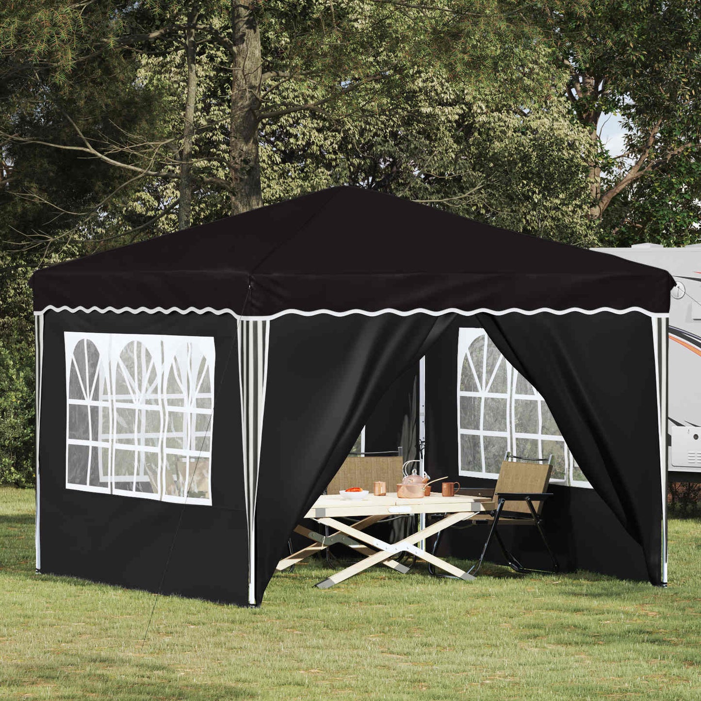 Pop-up Partyzelt Schwarz 288 x 288 x 245 cm Oxford-Stoff