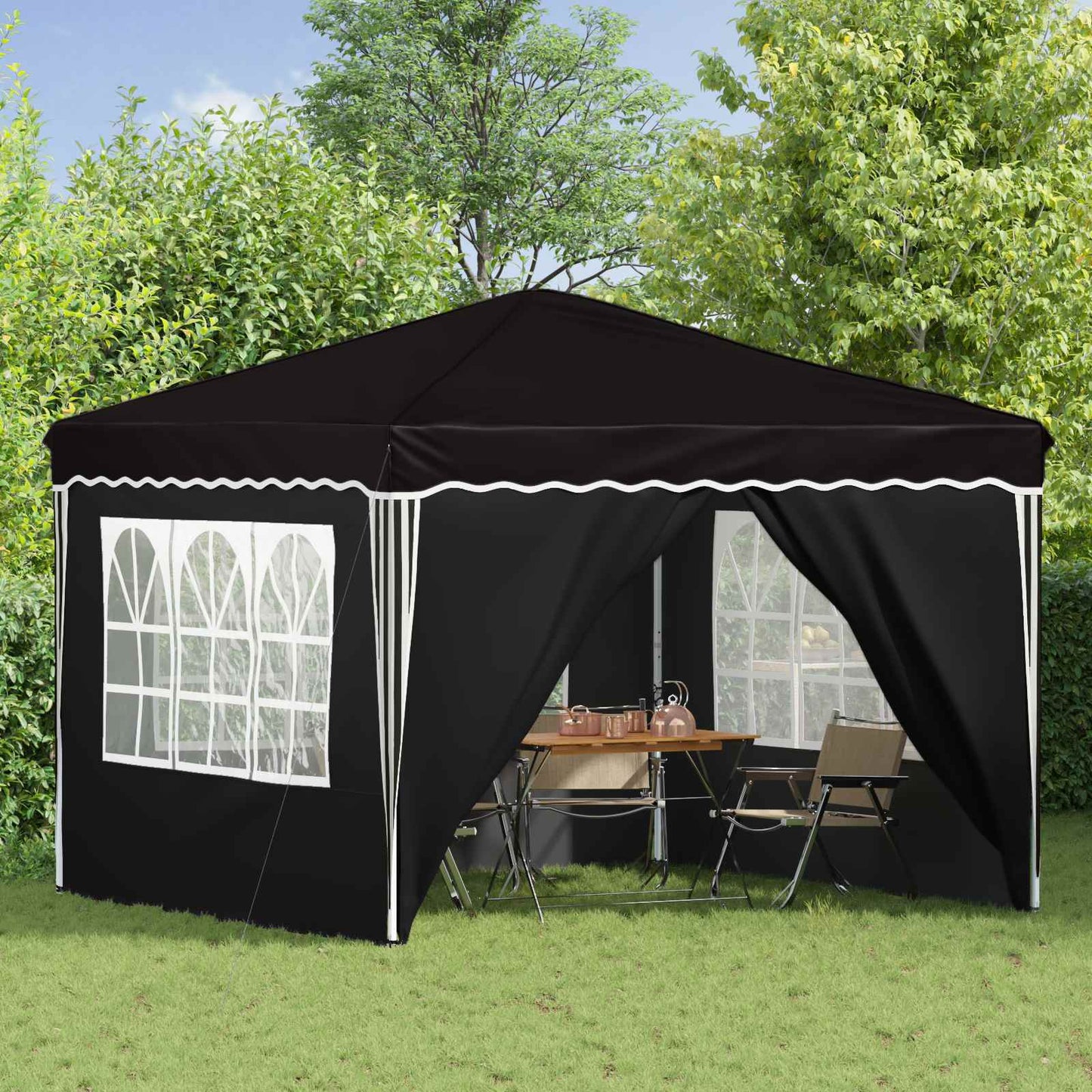 Pop-up Partyzelt Schwarz 288 x 288 x 245 cm Oxford-Stoff