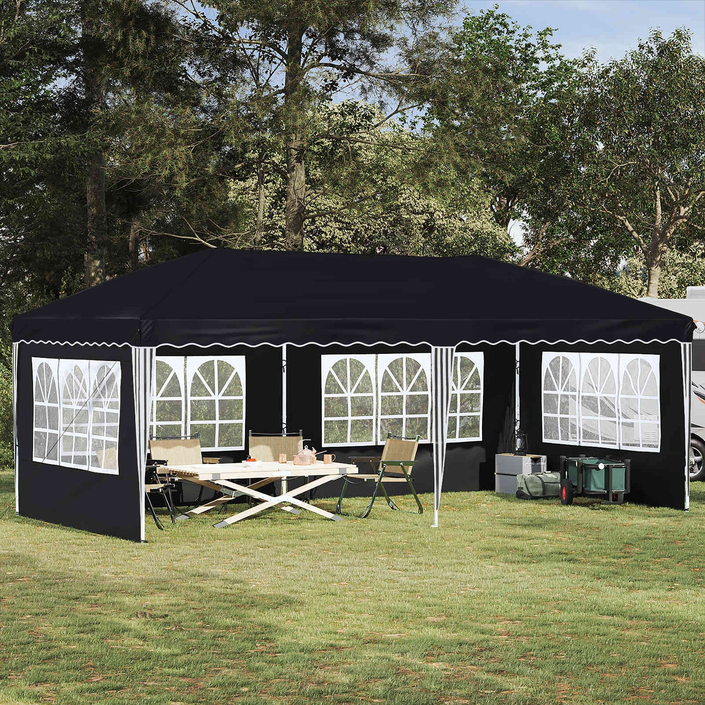 Pop-up Partyzelt 575 x 289 x 245 cm Anthrazit