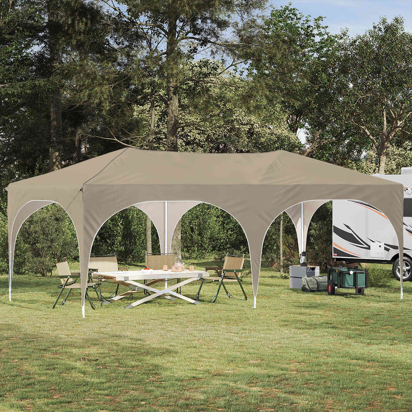 Pop-up Partyzelt Creme 575 x 288 x 245 cm Oxford-Stoff