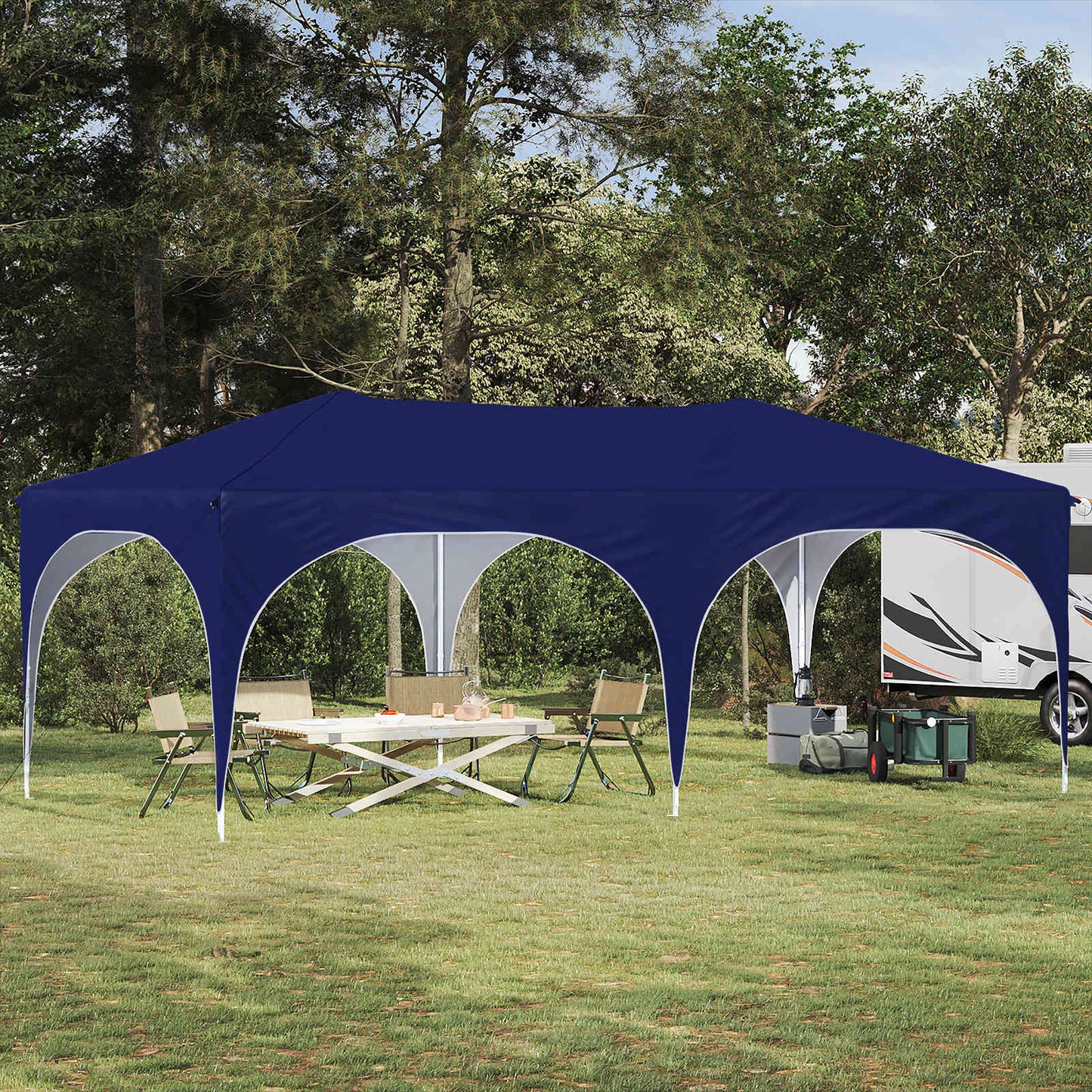 Pop-up Partyzelt Blau 575 x 288 x 245 cm Oxford-Stoff