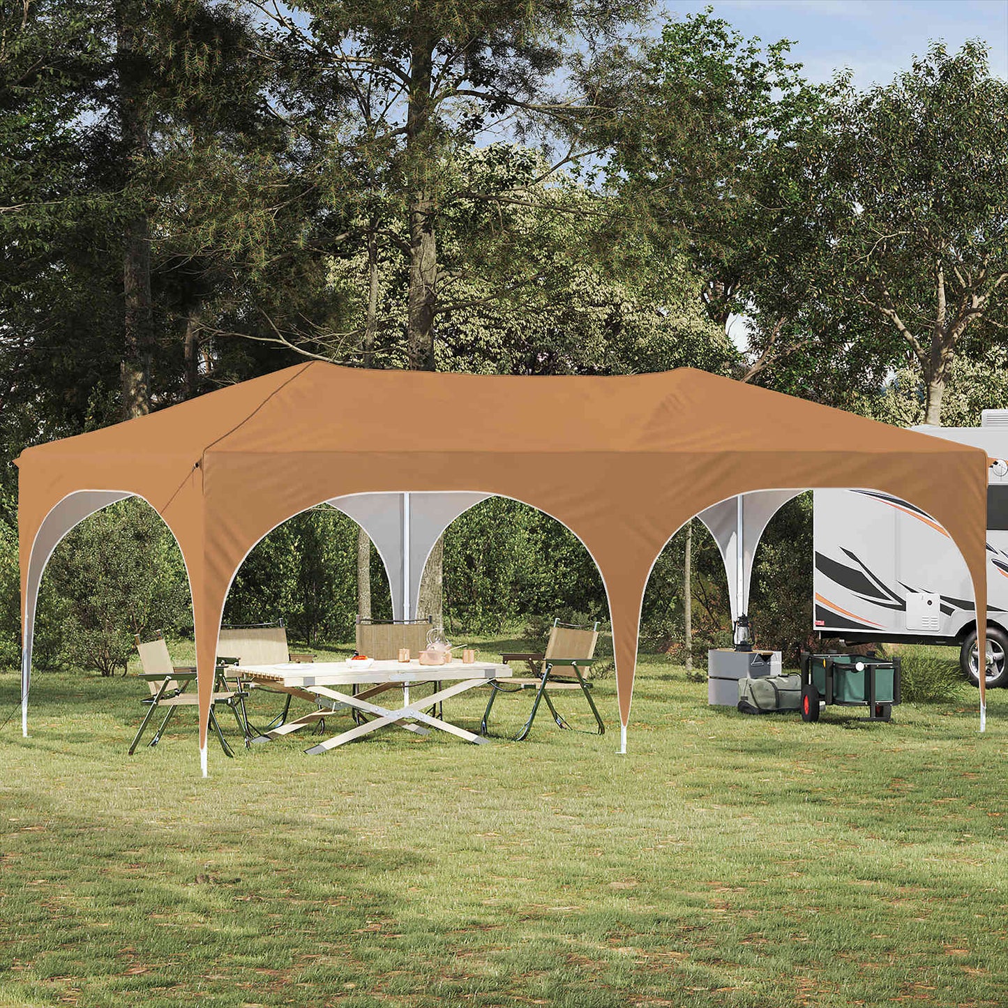 Pop-up Partyzelt Beige 575 x 288 x 245 cm Oxford-Stoff