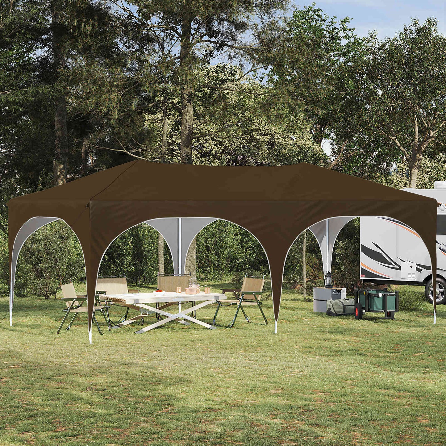 Pop-up Partyzelt Taupe 575 x 288 x 245 cm Oxford-Stoff