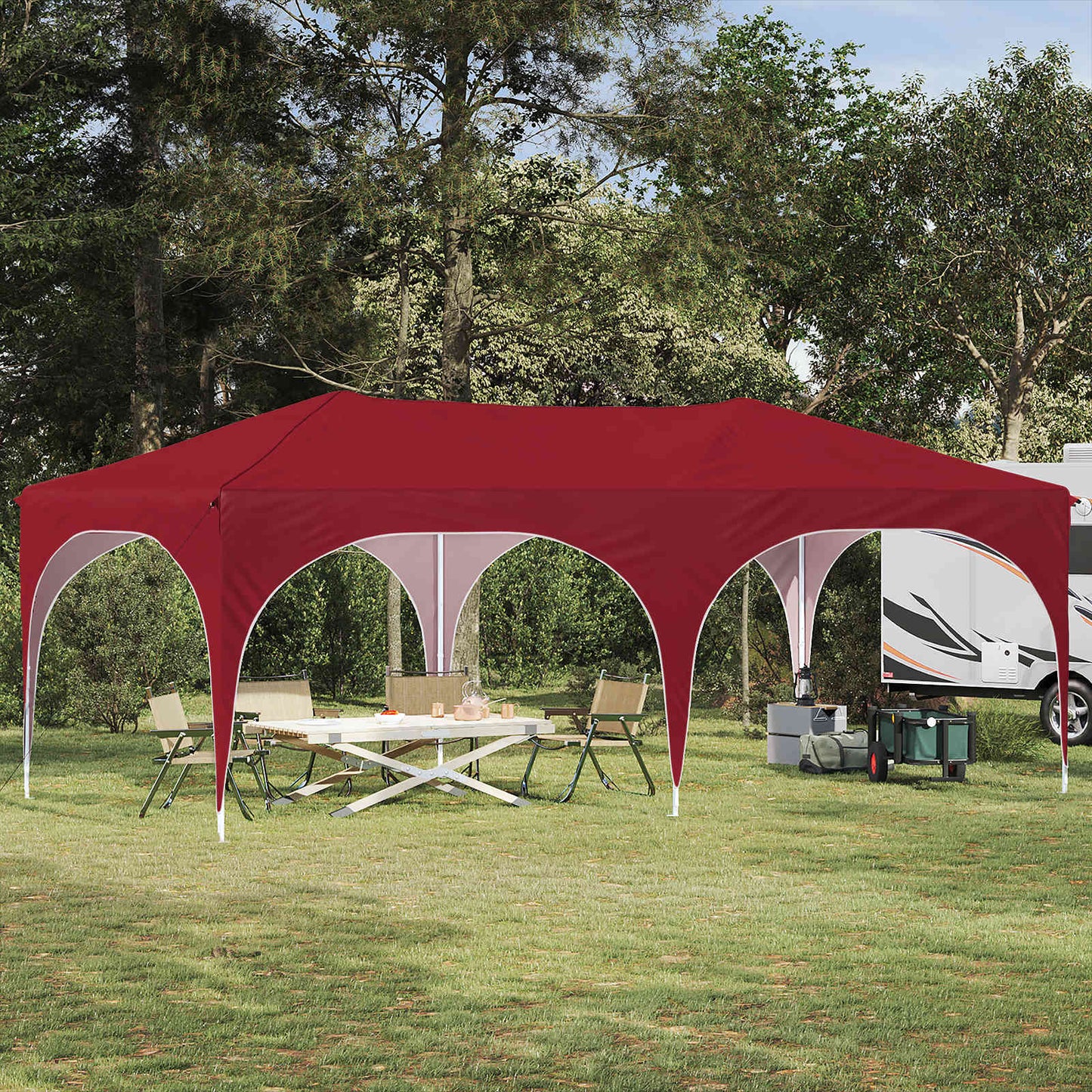 Pop-up Partyzelt Bordeauxrot 575 x 288 x 245 cm Oxford-Stoff