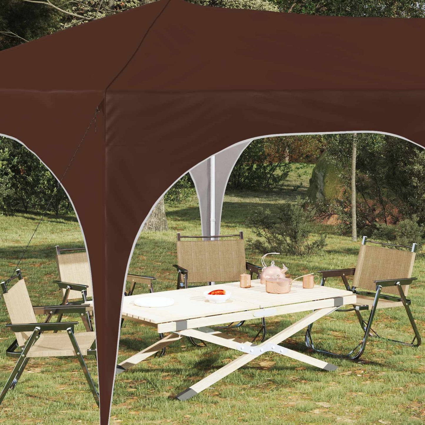 Pop-up Partyzelt Braun 575 x 288 x 245 cm Oxford-Stoff