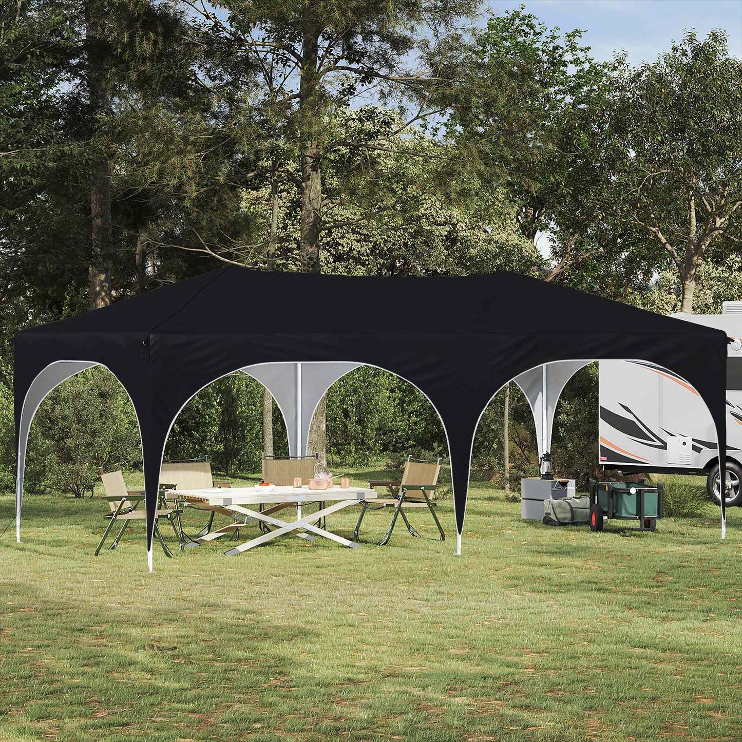 Pop-up Partyzelt Schwarz 575 x 288 x 245 cm Oxford-Stoff