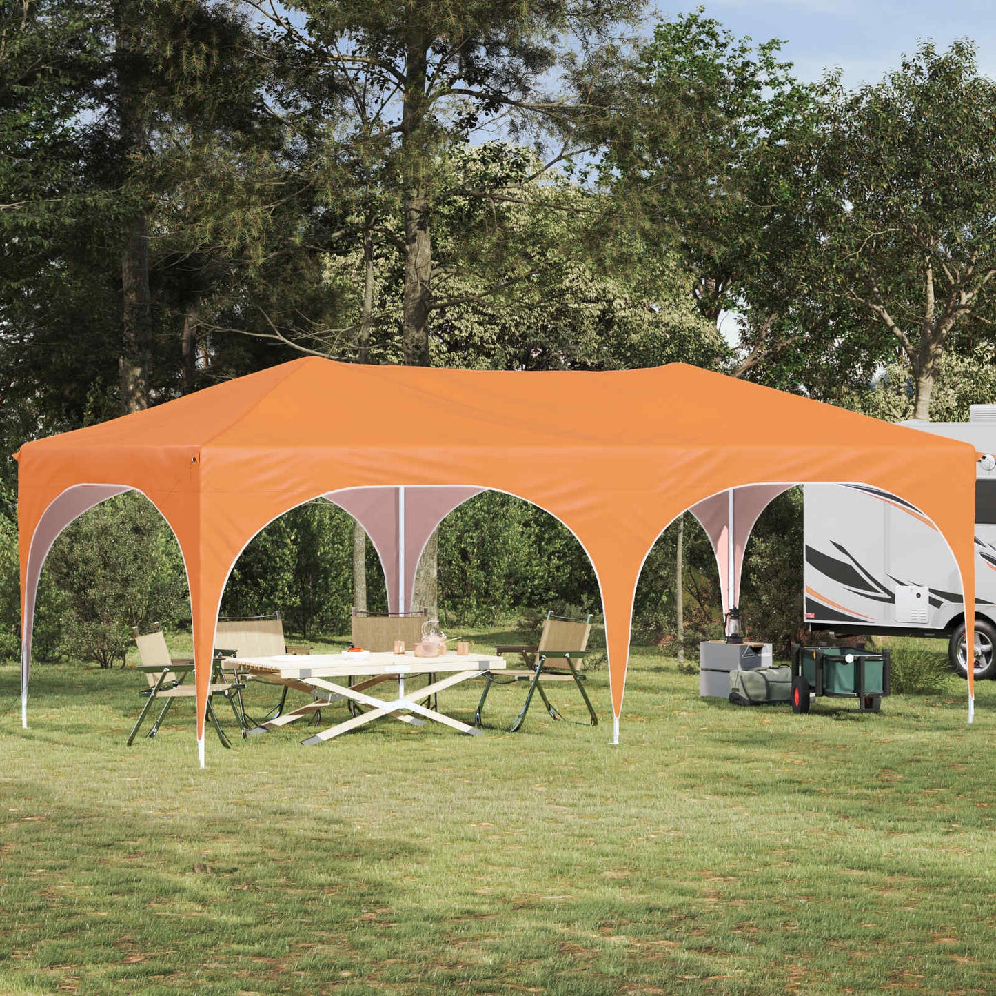 Pop-up Partyzelt Orange 575 x 288 x 245 cm Oxford-Stoff