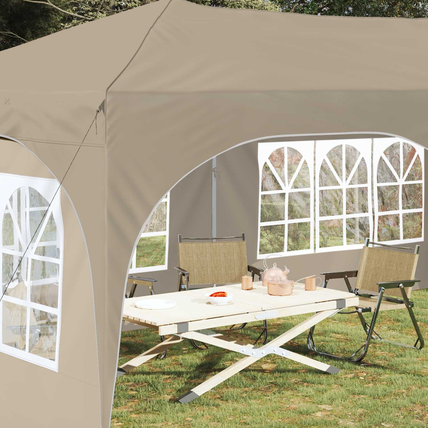 Pop-up Partyzelt Creme 575 x 288 x 245 cm Oxford-Stoff
