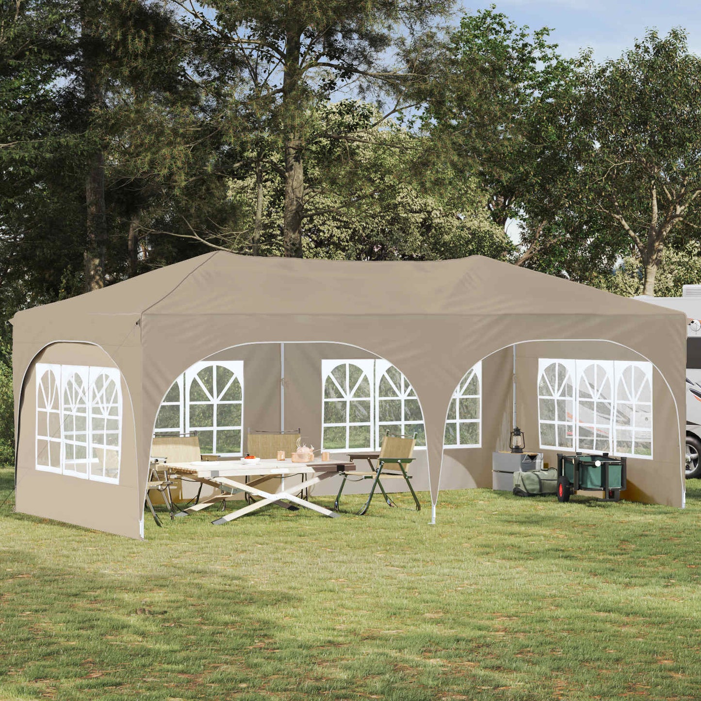 Pop-up Partyzelt Creme 575 x 288 x 245 cm Oxford-Stoff